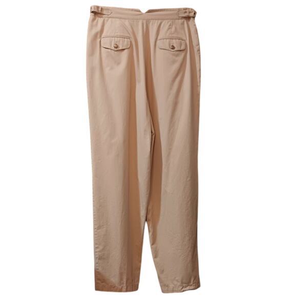 VINTAGE LIZSPORT Pleated Pants Trousers Khaki Tan Size LG Side Buckles High Rise - Picture 11 of 13